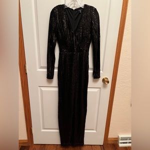 Lulus black sequin floor length dress